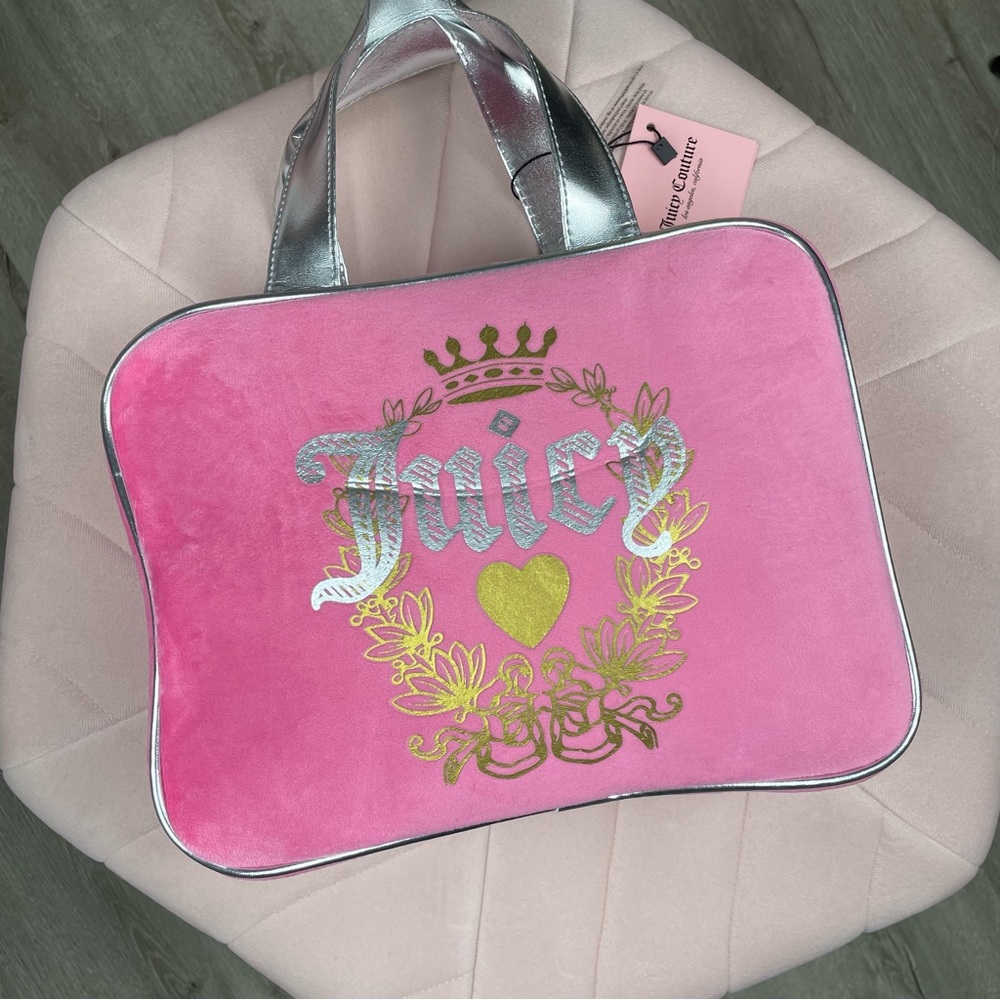 Juicy Couture Pink Velour Hanging Cosmetic Case